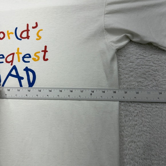 1988 Hanes Fifty Fifty Mens T Shirt World Greatest Dad Graphic White L Vintage - Picture 6 of 8